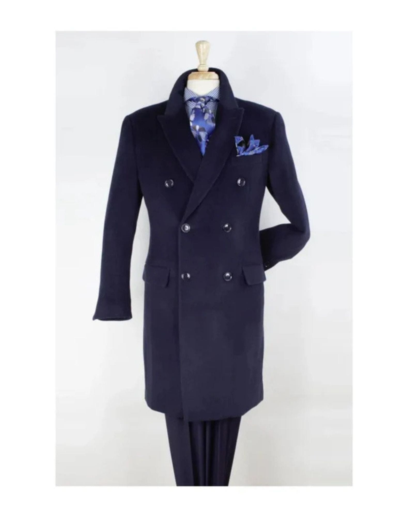 Men's Navy Wool Peacoat - Double Breasted Overcoat