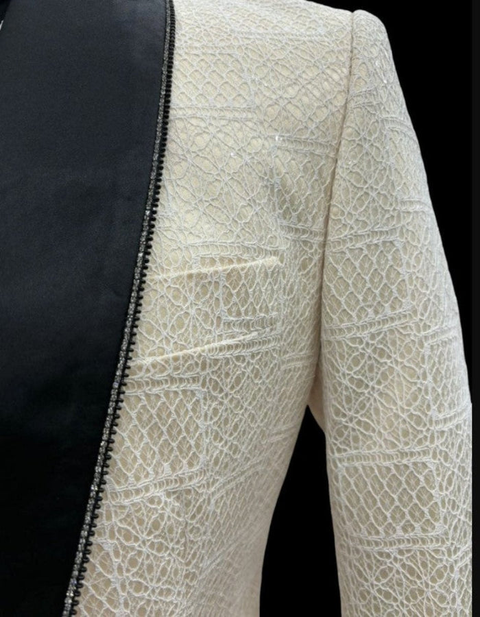 Ivory Cream Tuxedo Suit with Dinner Jacket