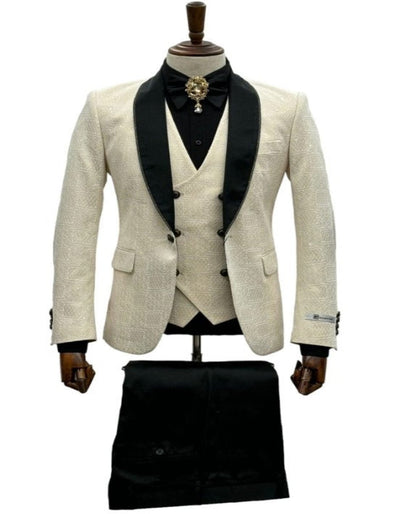 Ivory Cream Tuxedo Suit with Dinner Jacket