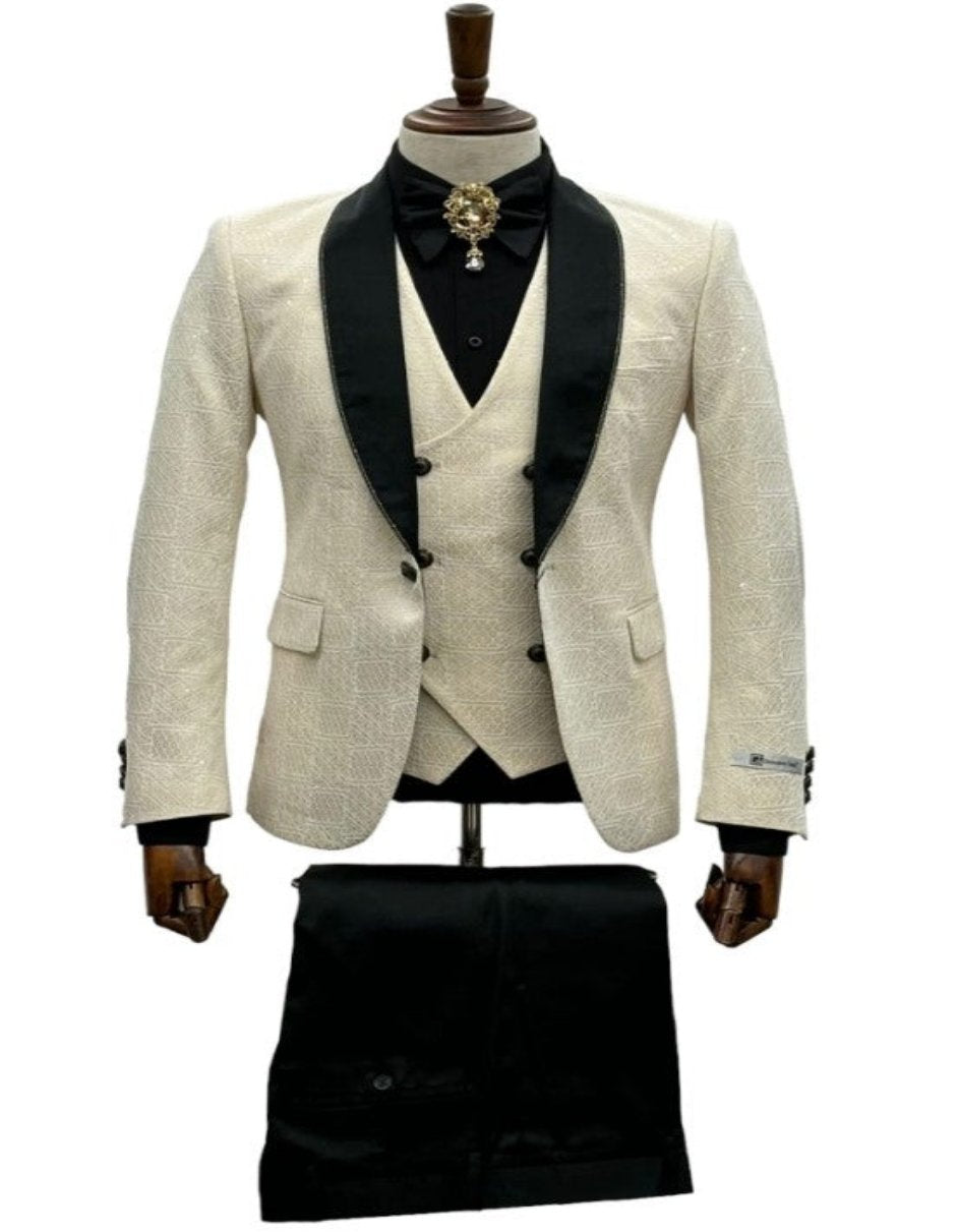 Ivory Cream Tuxedo Suit with Dinner Jacket