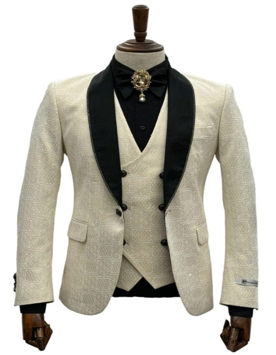 Ivory Cream Tuxedo Suit with Dinner Jacket