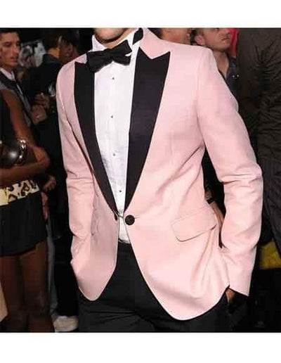 1 Button Pink Slim Fit Side Vents Blazer - Sport Coat