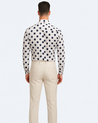 100% Cotton Dress Shirt Polka Dot Pattern Formal Or Casual Multi-color Men's Dress Shirt