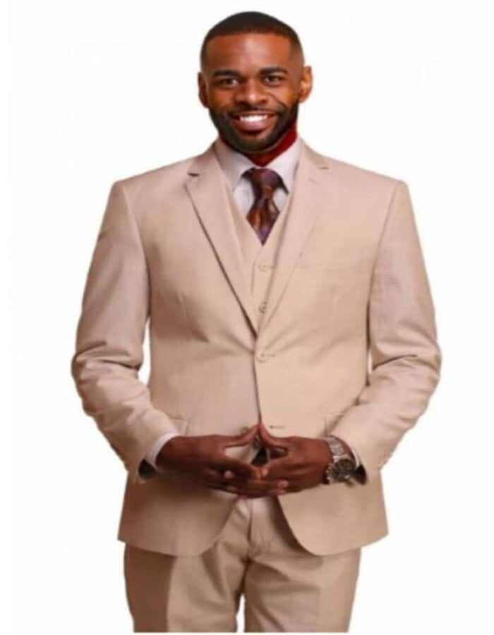 Beige Linen Suit for Summer & Beach Weddings