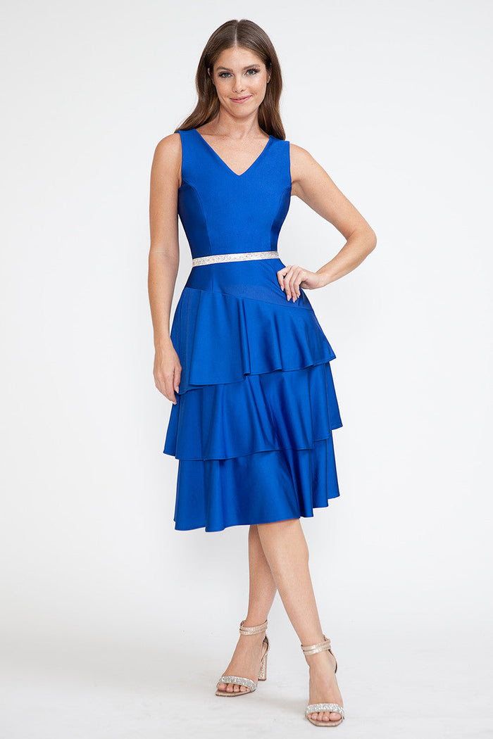 Lenovia 5283 Tiered Skirt Stretch Crepe 2-Piece Jacket Dress