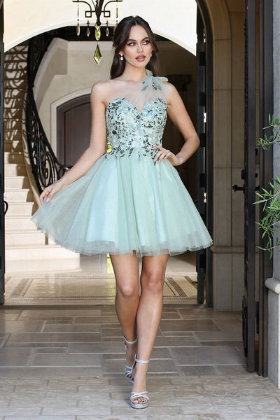 Adora Design 1054 One Shoulder A Line Short Tulle Homecoming Dress
