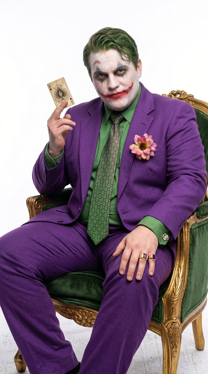 Men’s Purple Joker Blazer Dark Knight Inspired Jacket – Classic Villain Style Party Blazer, Halloween Costume Suit Jacket, Stylish Themed Wear