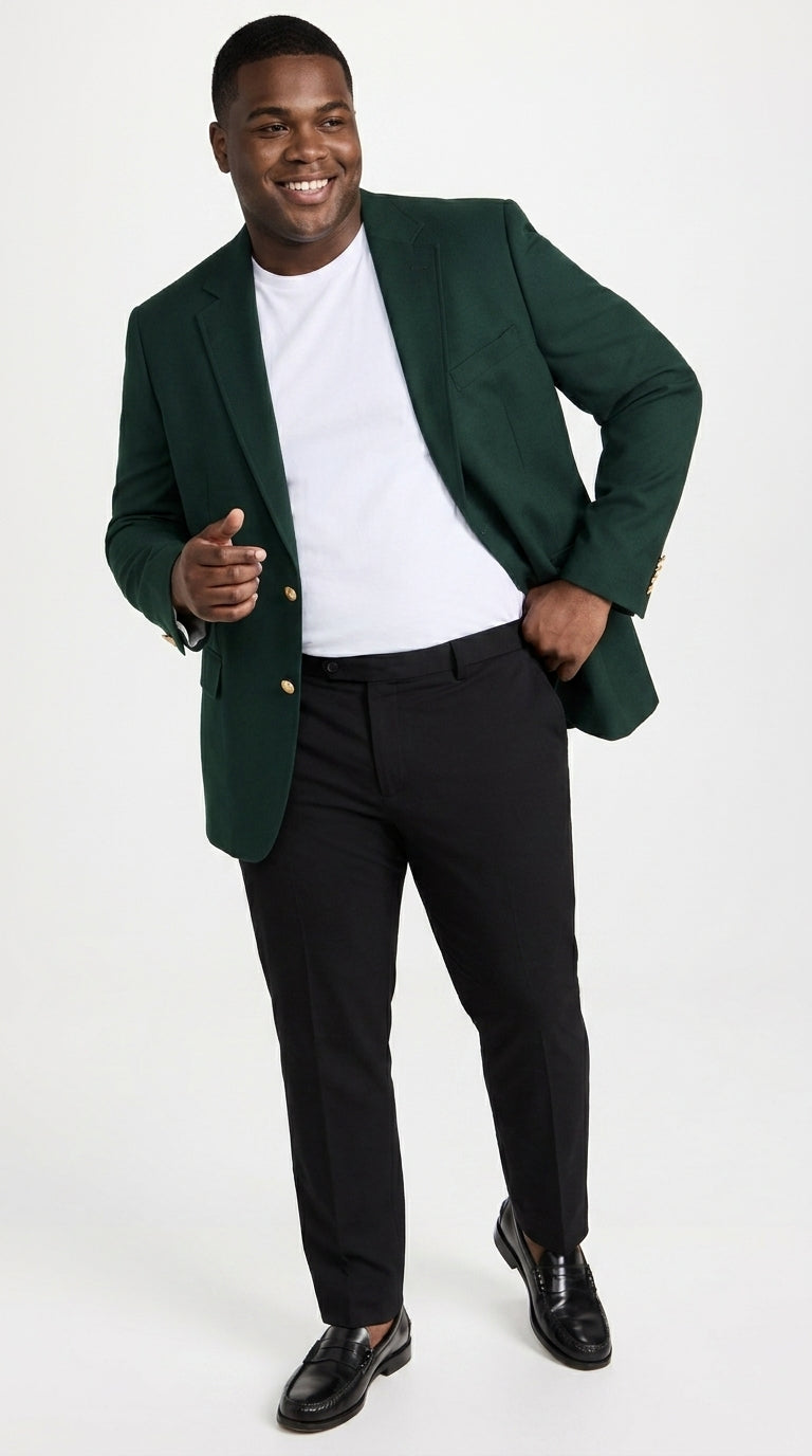 Men’s Hunter Green Blazer with Black Pants –, Church, Business and Formal Outfit dark green color