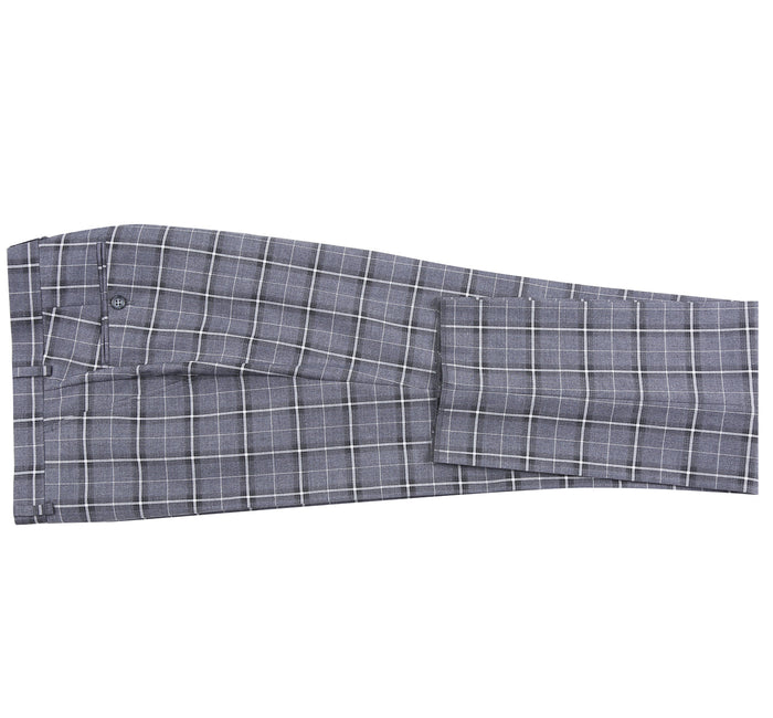 Men's Grey & White Check Classic Suit by Renoir