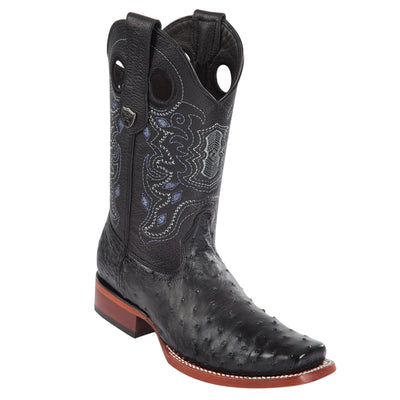 Black Pointed Toe Ostrich Boots