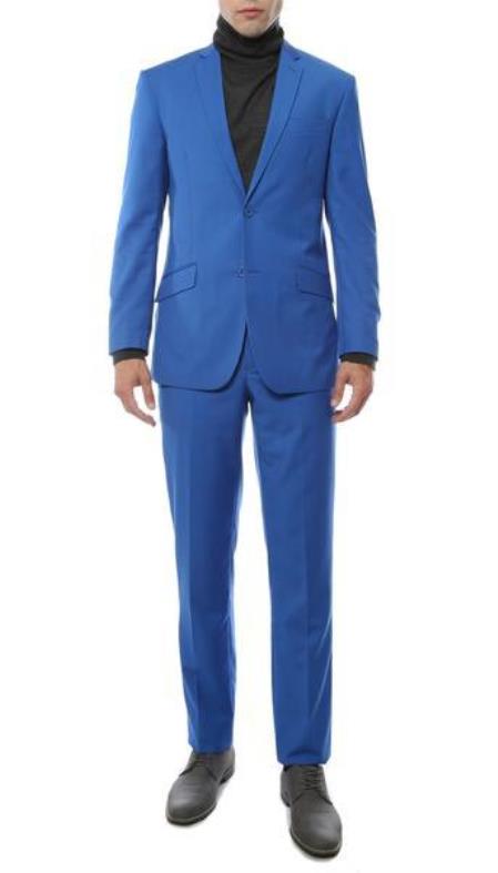Men's 2 Piece Classic Royal Fully Lined Slim Fit Dress Suits For Men