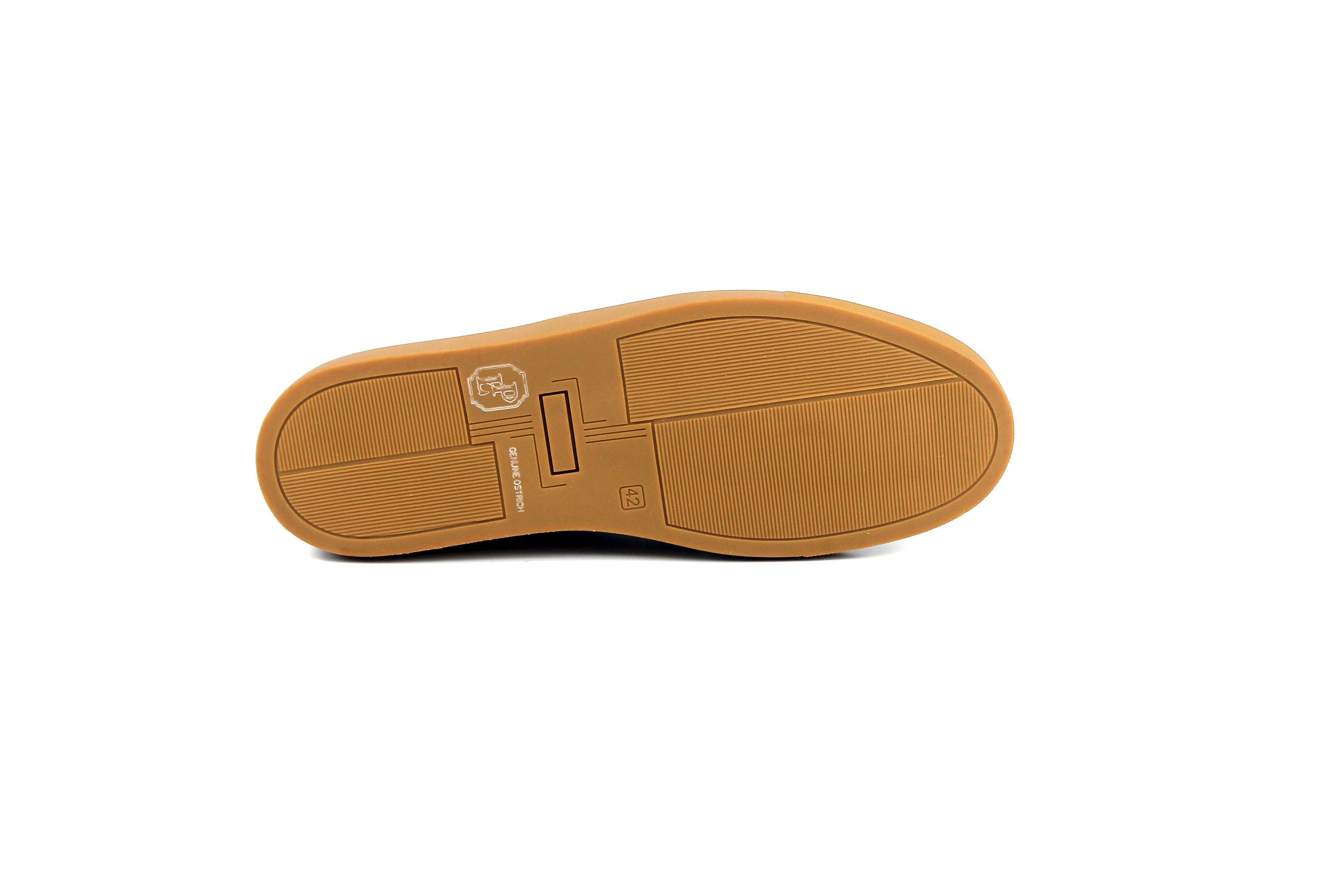 P013 Grafton Genuine Ostrich Fashion Loafer- Black