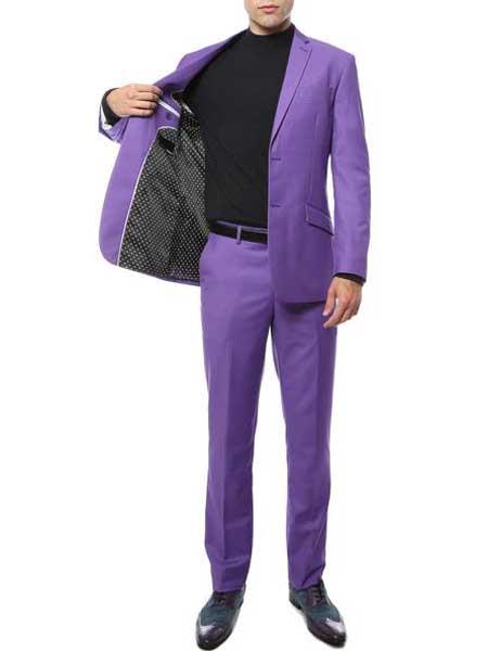 Men's Purple 2 Button Classic Slim Fit Suit