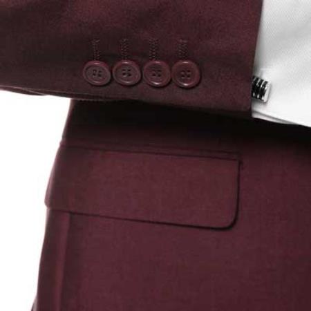 Men's Two Button Classic Burgundy ~ Wine ~ Maroon Suit Slim Fit Cheap Priced Business Suits Clearance Sale
