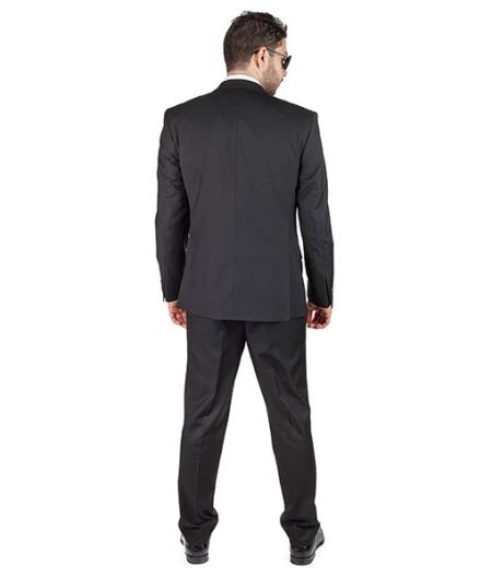 Men 3 Piece Slim Fit Double Vested Black Suit
