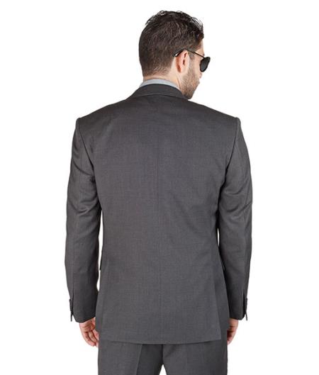 Men 3 Piece Slim Fit With Double Vested Suit Charcoal Grey
