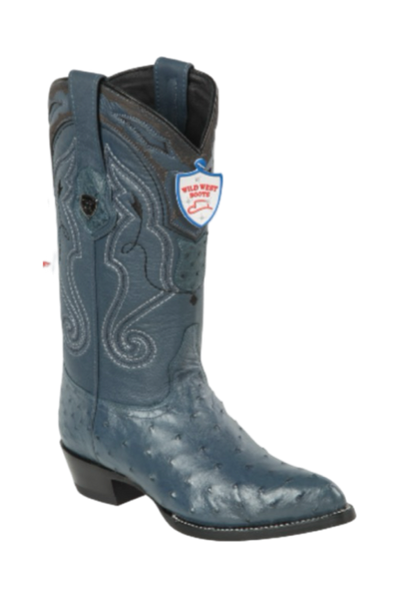 Wild West Blue Jeans Ostrich Leather Boots