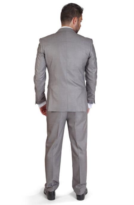 Mens Silver Suit Two Button Slim Fit Men 3 Piece Vested Silver Grey Suit - Dress Suit For Men