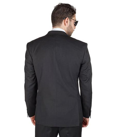 Slim Fit Cotton Blend Men Solid Jet Black Suit - Dress Suit For Men
