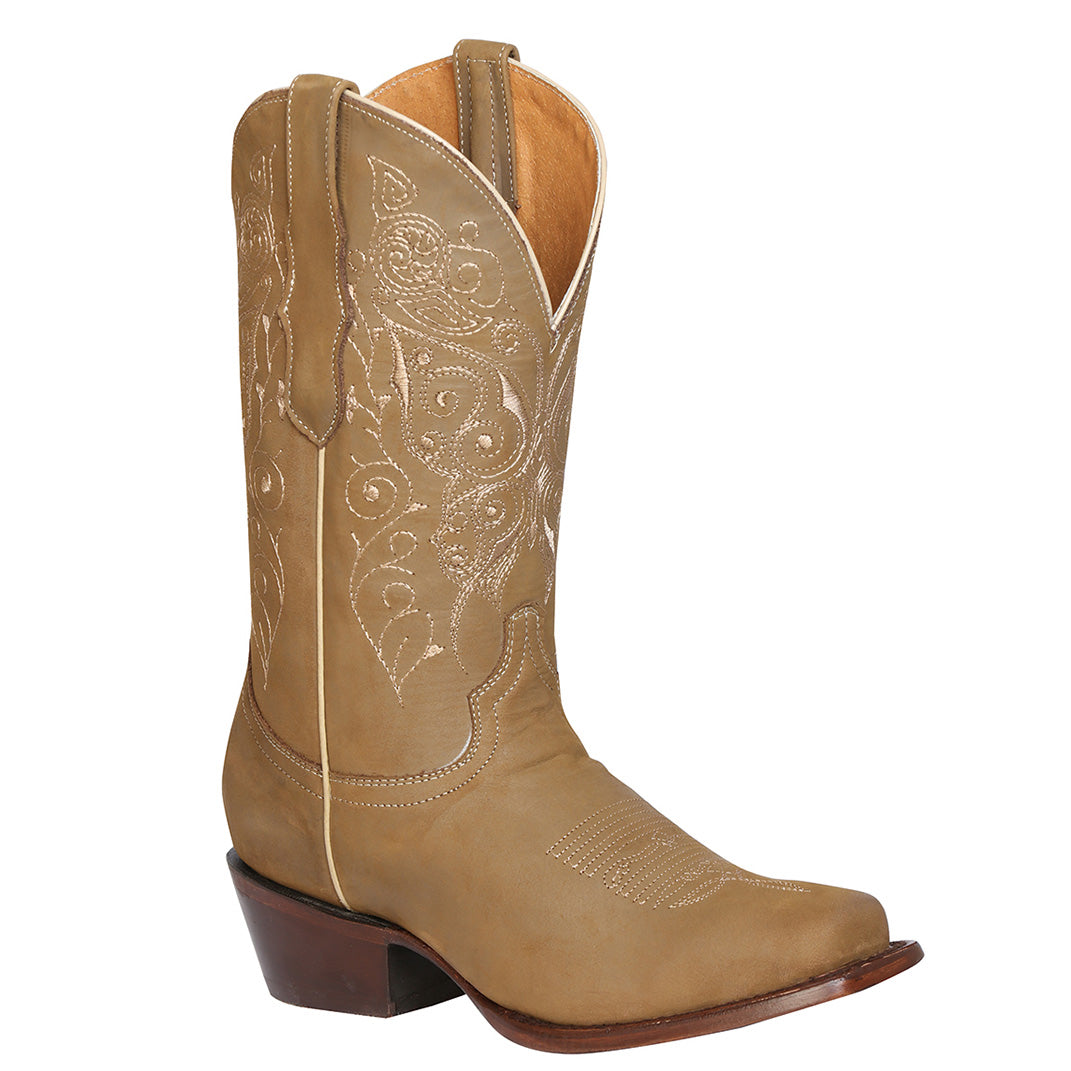 Light brown square toe cowgirl boot