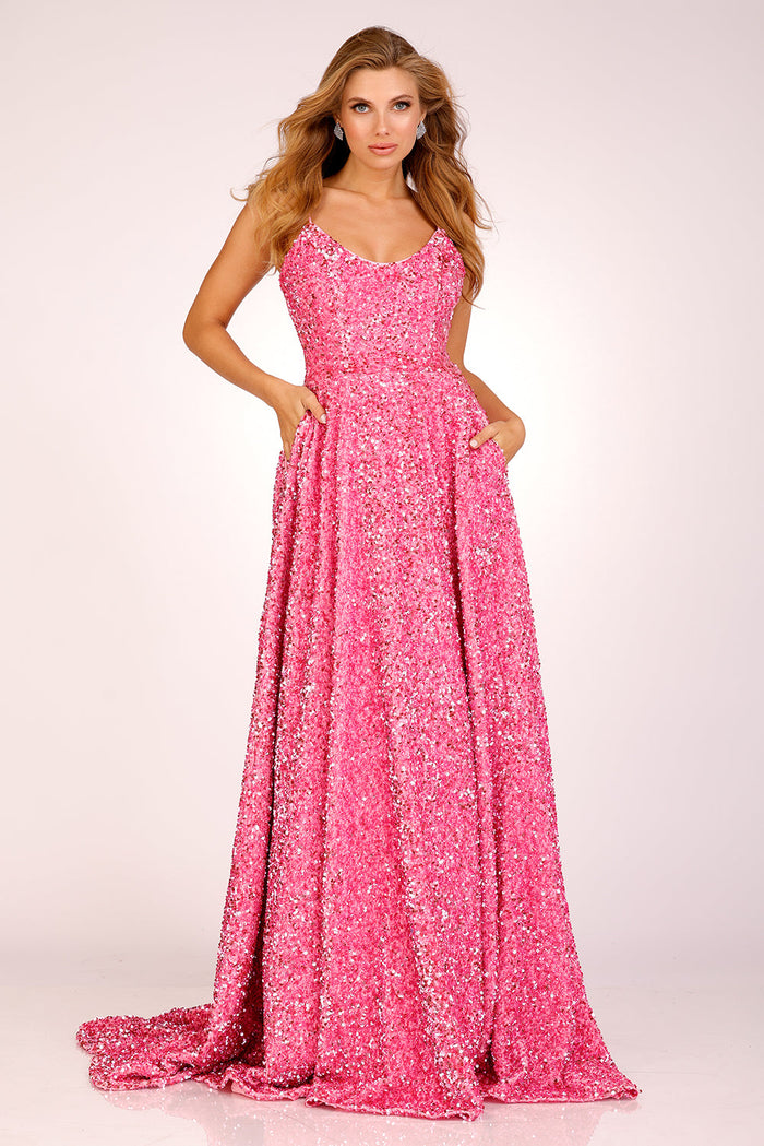 Sequin Velvet Sleeveless A-line Gown by Lucci Lu 1273
