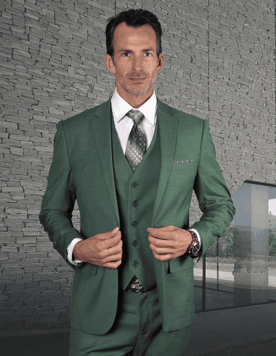 Mens Forest Green 2 Button Velvet Blazer