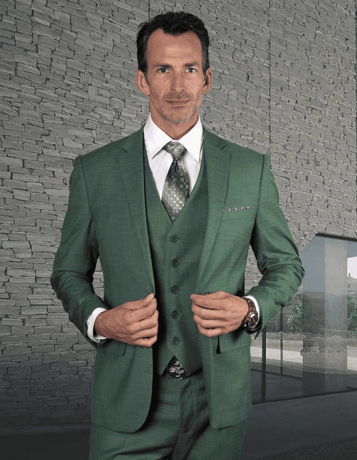 Mens Forest Green 2 Button Velvet Blazer