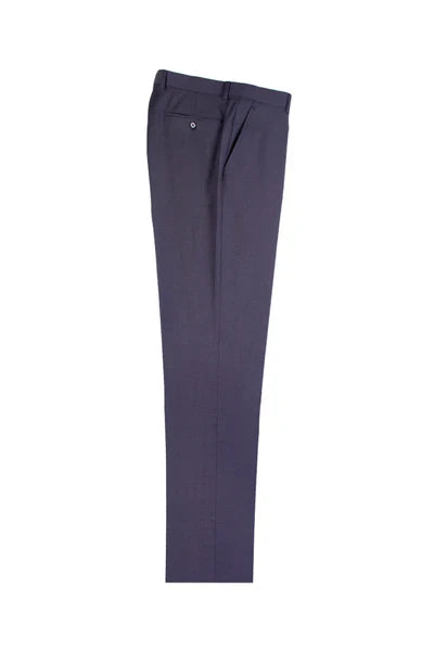 Dark Gray Herringbone Wool Flat Front Pant by Tiglio