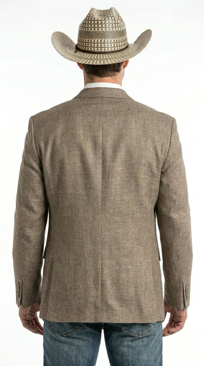 Men’s Dark Tan Taupe Light Brown Western Cowboy Blazer – Classic Country Style Jacket for Wedding, Casual Country Jacket Textured