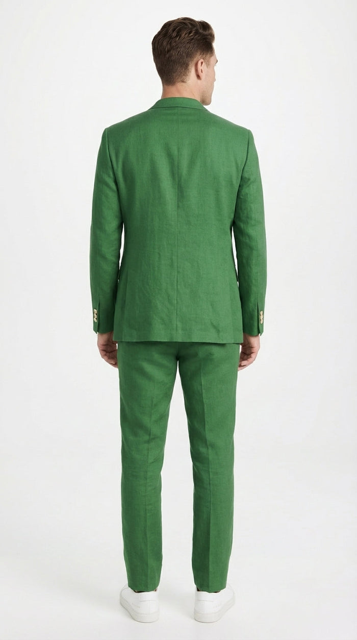 Men’s Emerald Green Suit Set – Lightweight Summer Blazer and Pants, Casual Formal Summer Suit, Breathable Wedding Party Outfit