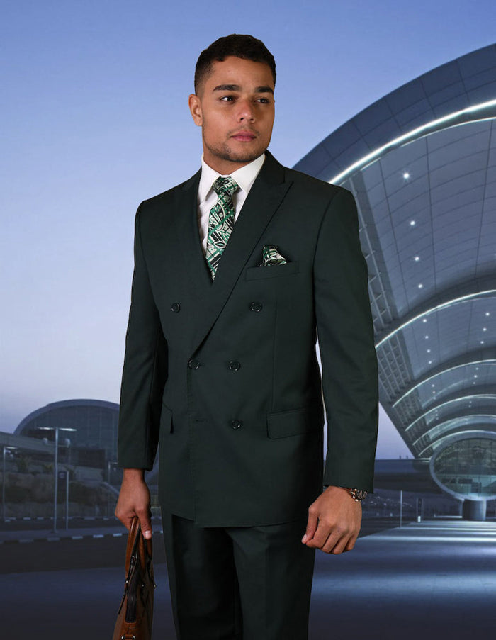 Men’s Hunter Green Double Breasted Wool Suit