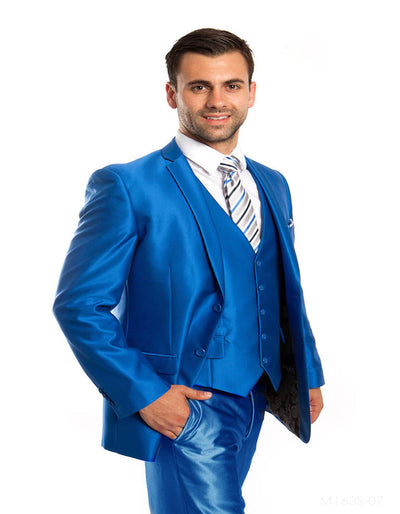 Slim 2 Button Royal Blue Sharkskin Suit