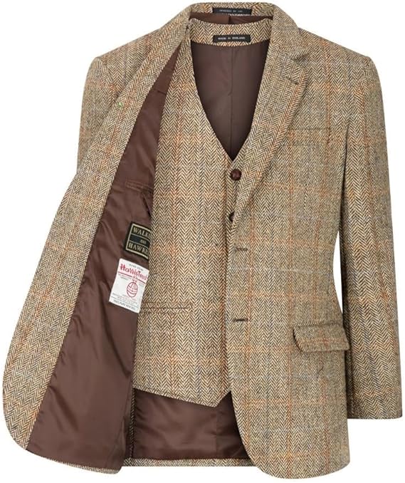Walker and Hawkes Harris Tweed Blakemore Blazer for Men - Hand-Woven Wool Tweed Jacket with Polyester Lining, Regular Fit