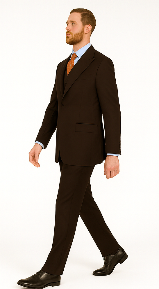 1920's 1930's Vintage Suit - Peak Lapel Brown Suit - Vested Suit - Peak Lapel Double Breasted Suit - Classic Fit Pleated Pants - 100% Wool