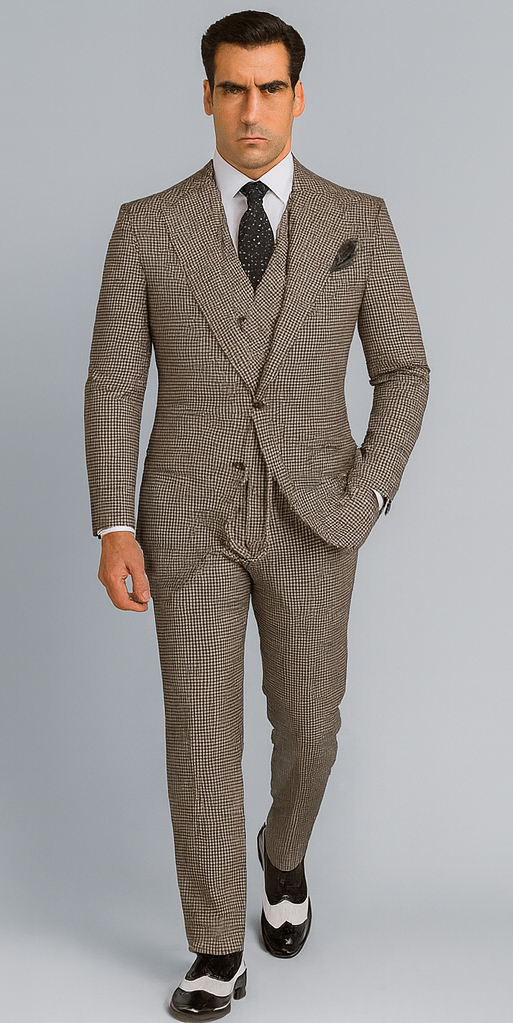 1920's 1930's Vintage Suit - Peak Lapel Suit - Vested Suit - Peak Lapel Double Breasted Suit - Classic Fit Pleated Pants