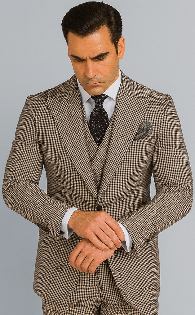 1920's 1930's Vintage Suit - Peak Lapel Suit - Vested Suit - Peak Lapel Double Breasted Suit - Classic Fit Pleated Pants