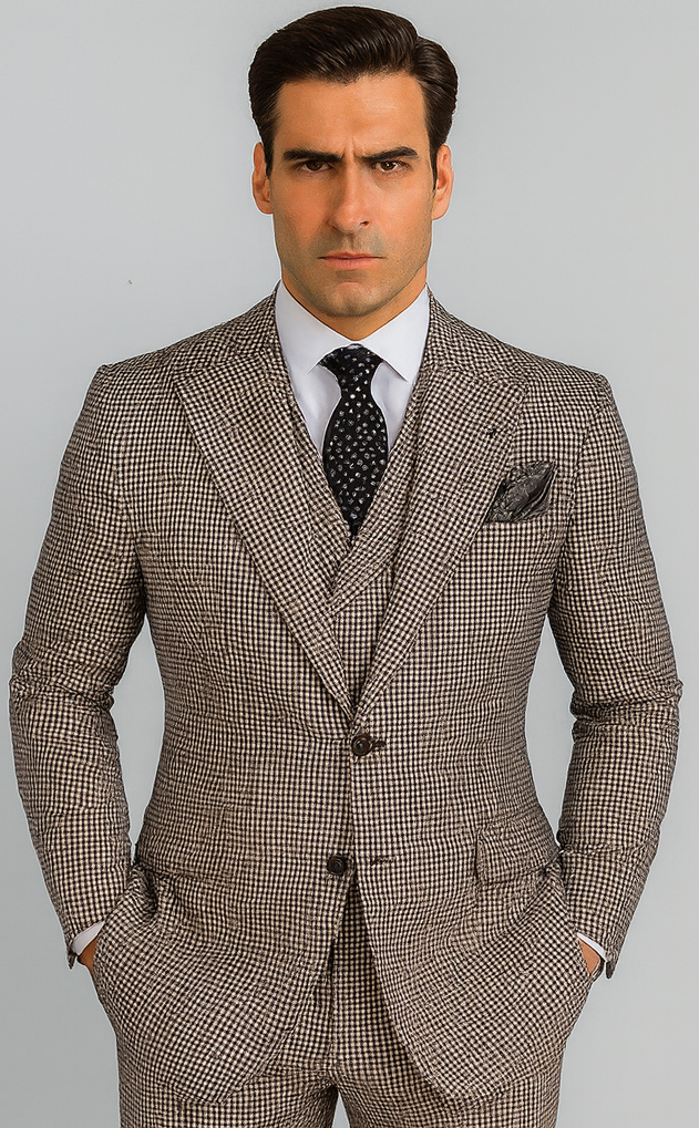1920's 1930's Vintage Suit - Peak Lapel Suit - Vested Suit - Peak Lapel Double Breasted Suit - Classic Fit Pleated Pants