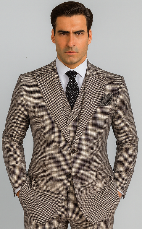 1920's 1930's Vintage Suit - Peak Lapel Suit - Vested Suit - Peak Lapel Double Breasted Suit - Classic Fit Pleated Pants