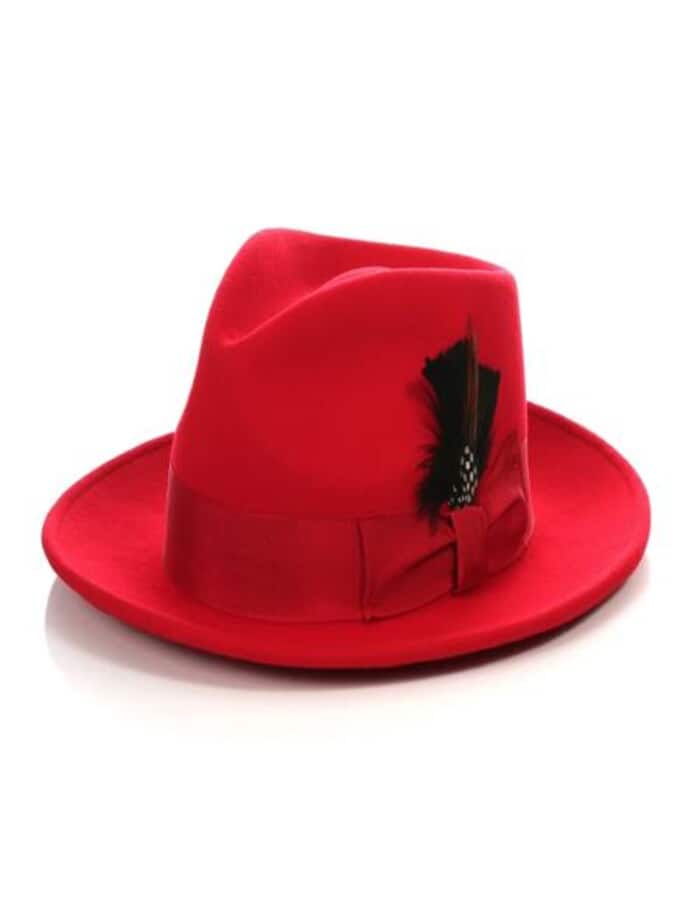 1920s men's Hat - Gangster Hat - 20s Dress Wool Hat Red
