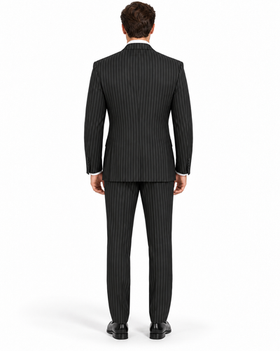 1920s Mens Bold Pinstripe Suit Black