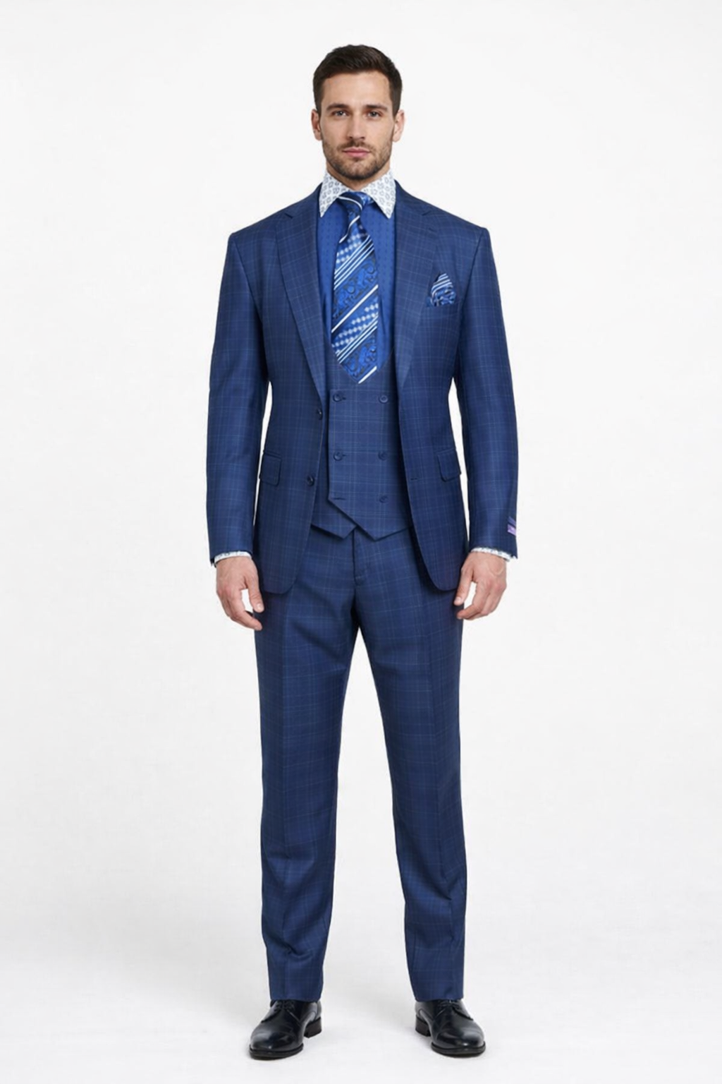 1920s Vintage Suits Patterns Checkered Suit In Blue