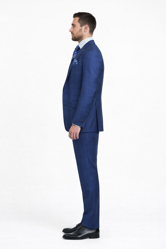 1920s Vintage Suits Patterns Checkered Suit In Blue