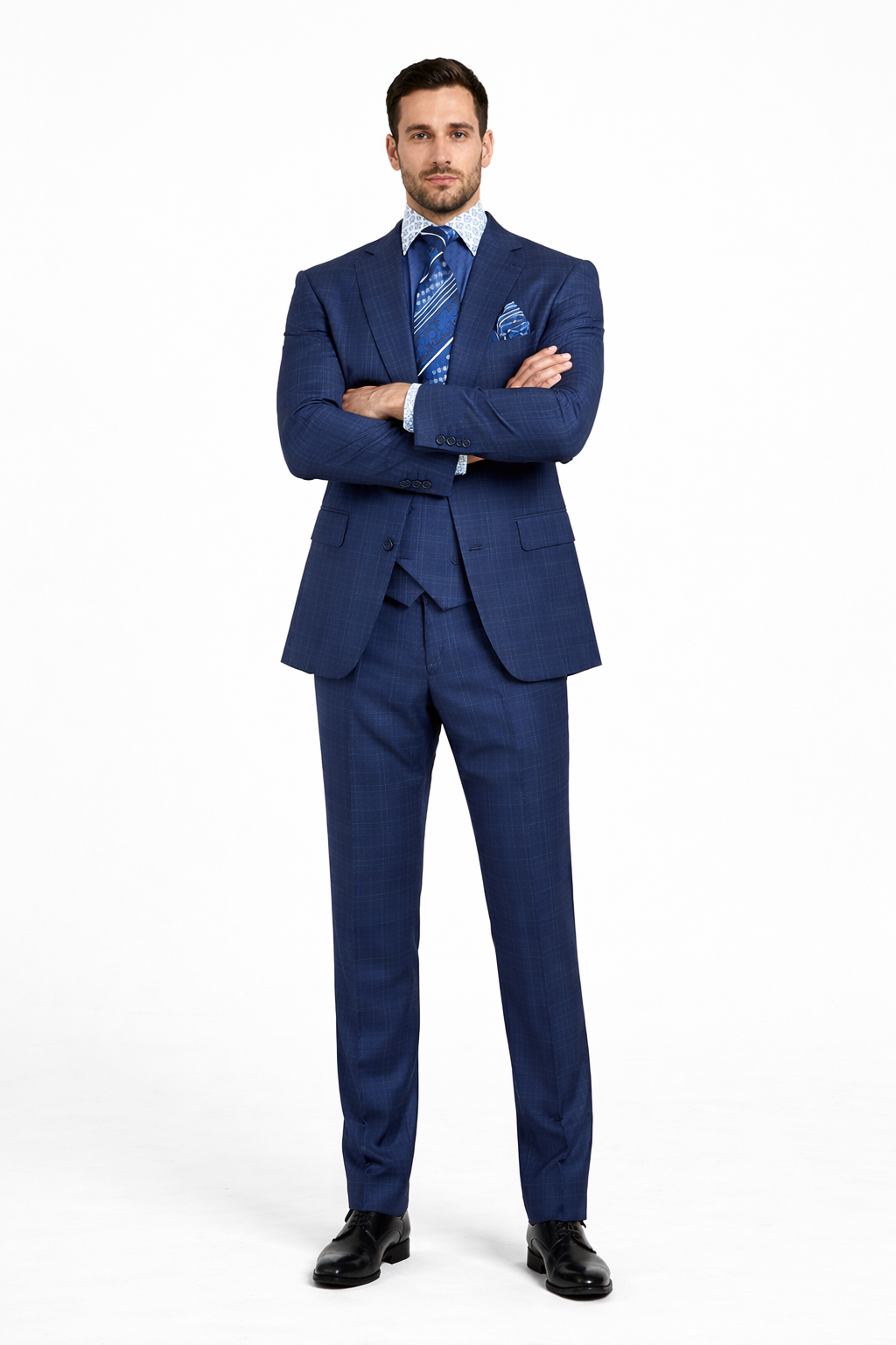 1920s Vintage Suits Patterns Checkered Suit In Blue