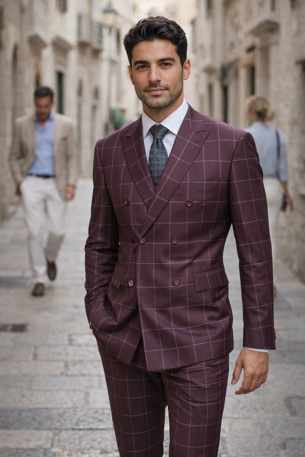 1920s Vested Gangster Plaid Suit with White Vest