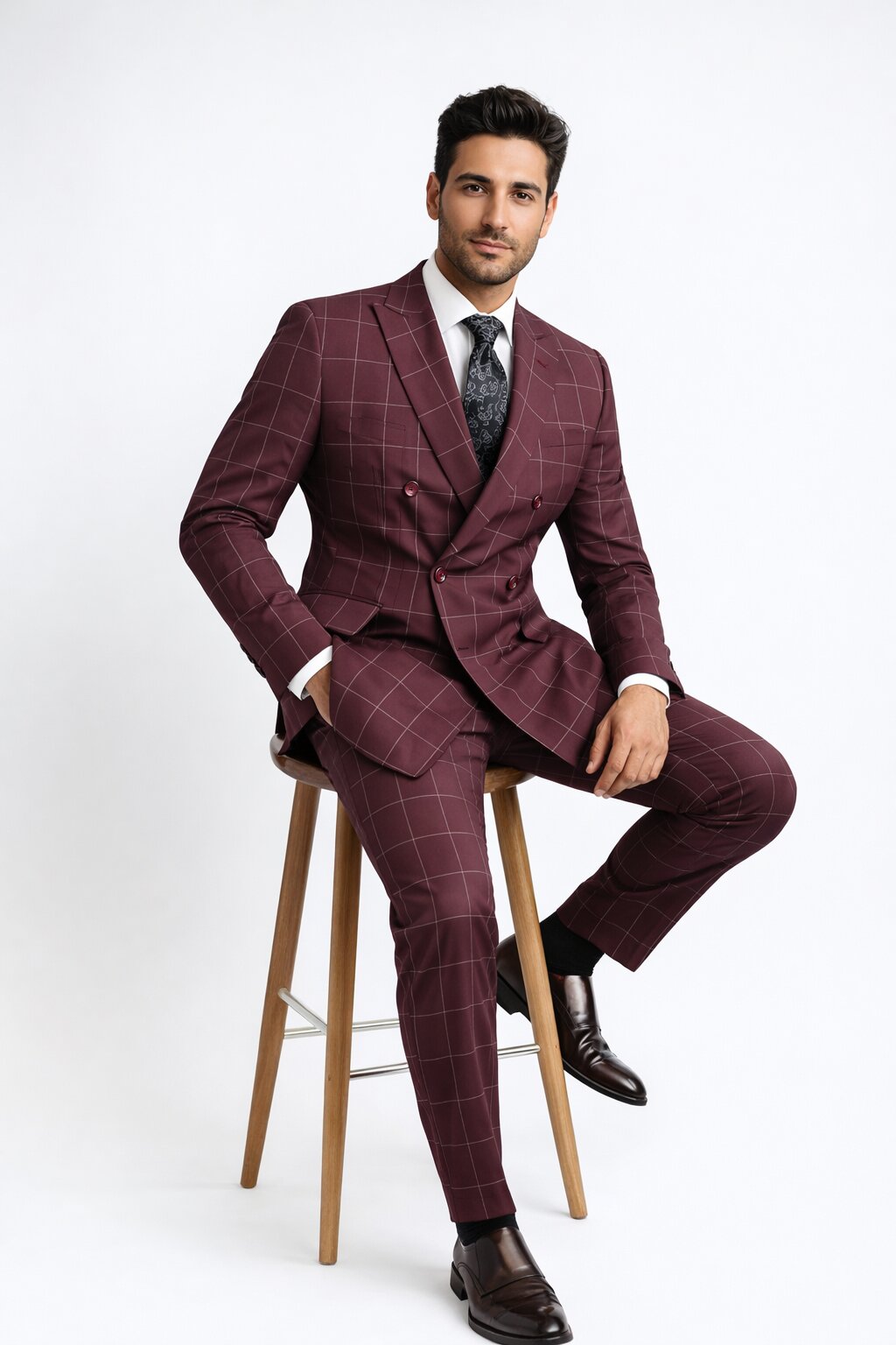 1920s Vested Gangster Plaid Suit with White Vest