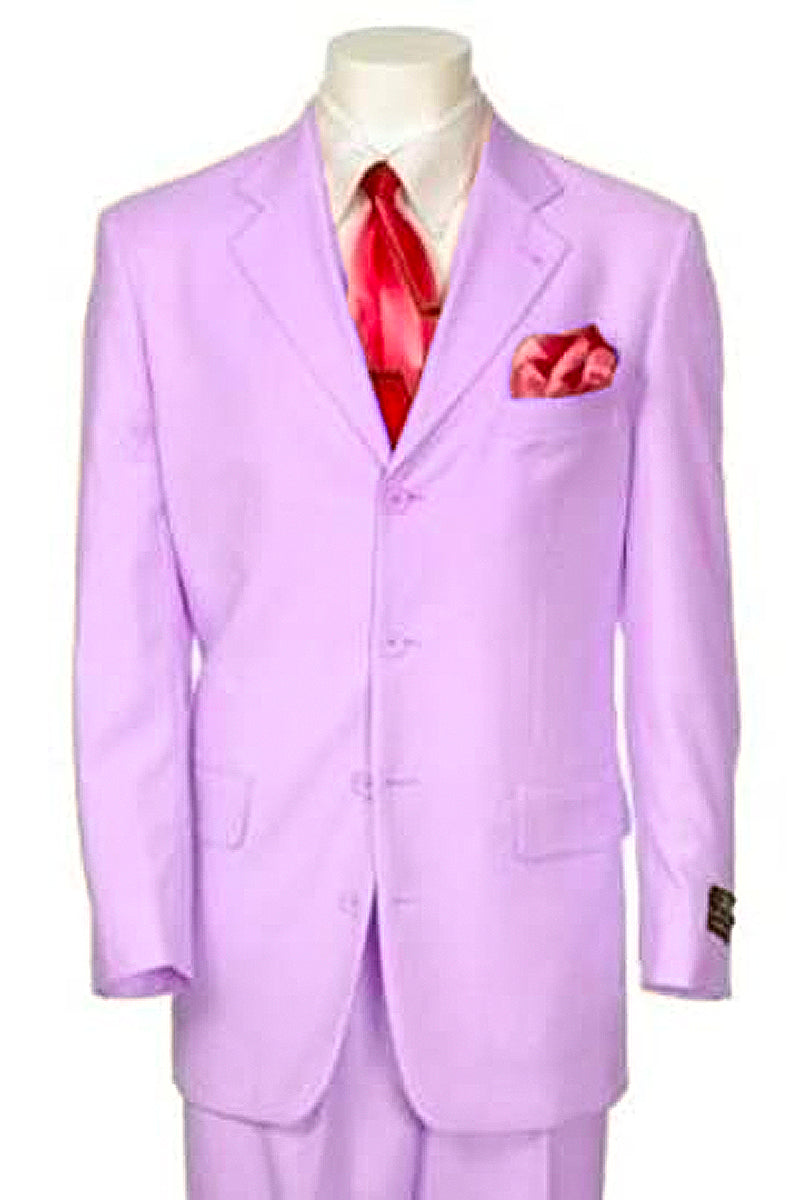 Lavender 4 Button Polyester Suit for Men