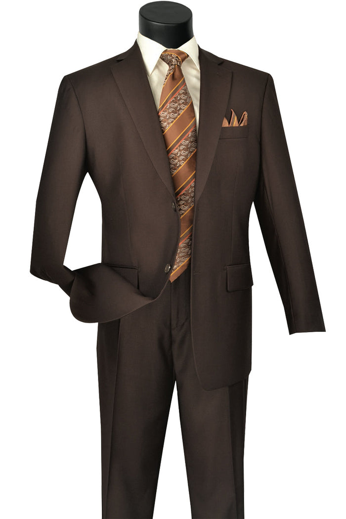 Mens Brown Classic 2 Button Pleated Suit