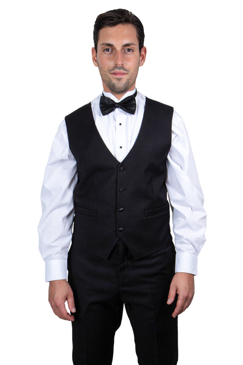 Black Slim Fit Tuxedo with Large Shawl Lapel – 3 Piece Wedding & Prom Set