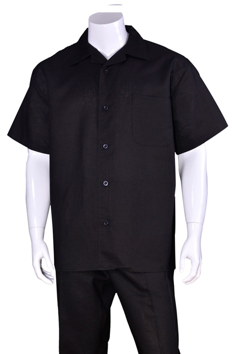 Linen Men's Black Walking Suit by Milano Moda
