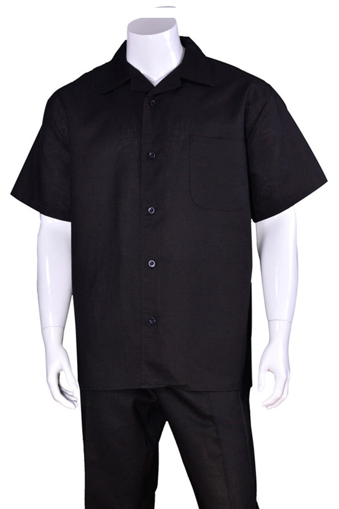 Linen Men's Black Walking Suit by Milano Moda